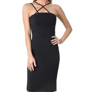 NWT Dress The Population Millie Crisscross Body-con Midi Dress In Black Size S.